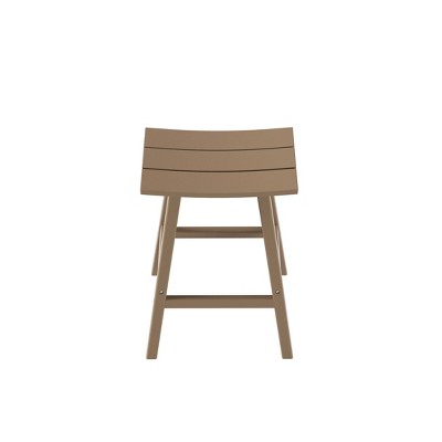Weathered Wood 29" HDPE Outdoor Saddle Seat Bar Stool