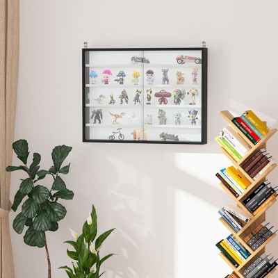 Black and White Wall Mounted Display Cabinet with Adjustable Shelves