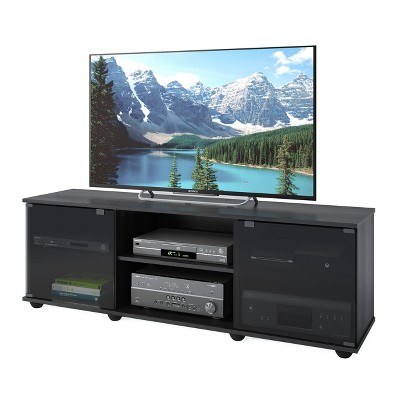 Ravenwood Black 63" TV Stand with Glass Doors
