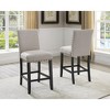 Roundhill Furniture Biony Espresso Wood Counter Height Dining Set with Tan Fabric Nailhead Stools - 3 of 4