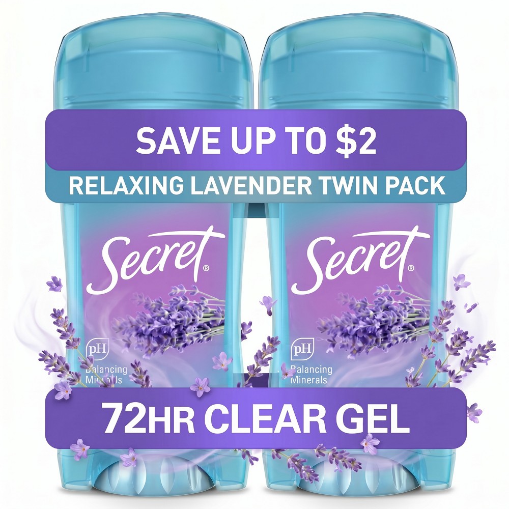 Photos - Deodorant Secret Fresh Clear Gel  - Relaxing Lavender - 2.6oz/2pk: Paraben-Free, For Normal Skin, Under Arm Use 