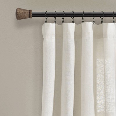 Off White Linen Blend Pleated Rod Pocket Window Panel