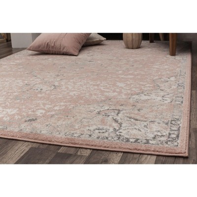Harper Pink Amaranth and Gray Synthetic Square Rug, 4'x4'