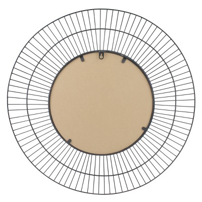 Modern Radial Black Metal Wire 24" Wall Mirror