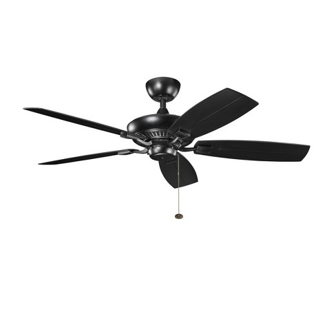 Kichler 310192sbk 52 Indoor Outdoor Ceiling Fan With Blades Satin Black W Satin Natural Black Blades