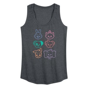 Women's - Disney Classics - Stacked Outline Faces Graphic Racerback Tank - 1 of 4