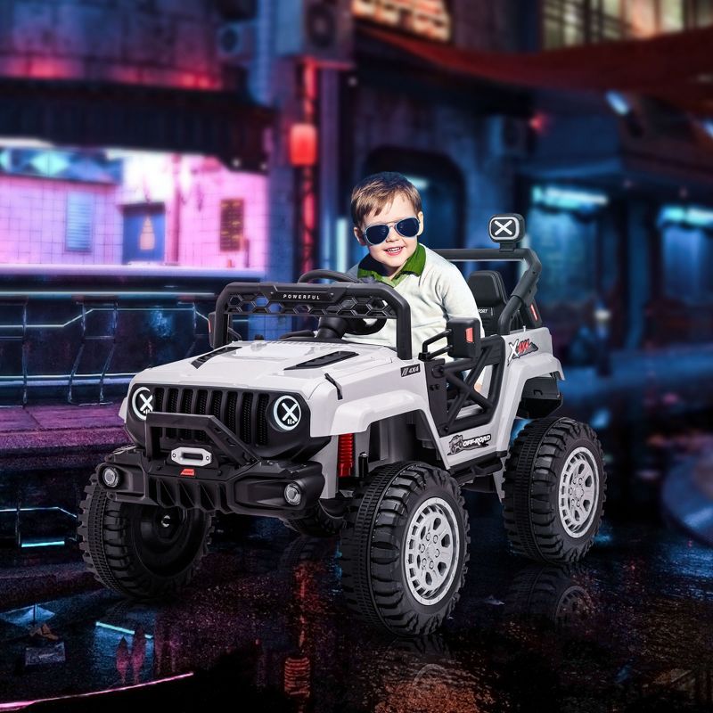 Aosom 12V Kids Ride on Car with Remote Control, Battery-Operated Ride on Toy with Spring Suspension, Led Lights, Music, Horn, 3 Speeds, 2 of 7