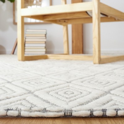 Elegant Geometric Gray Handwoven Wool Rug - 3' x 5'