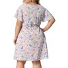 Agnes Orinda Women's Plus Size Floral Drawstring Waist V Neck Ruffle Sleeve A Line Dresses - 4 of 4
