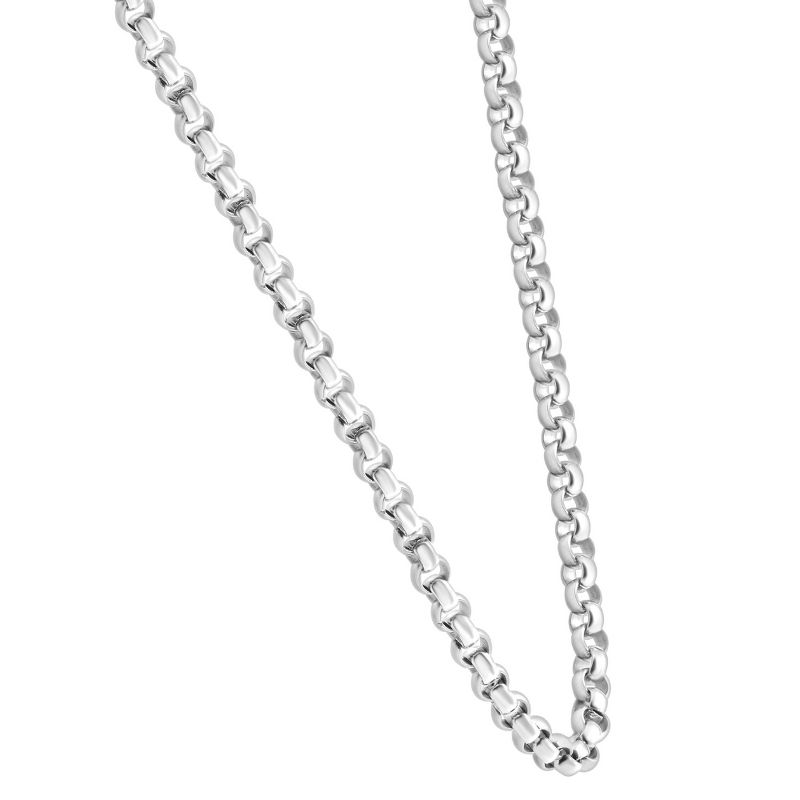 Pompeii3 Men's Polished Steel Single Tone 6.5mm Rolo Link Flexible 24" Chain Necklace, 2 of 4