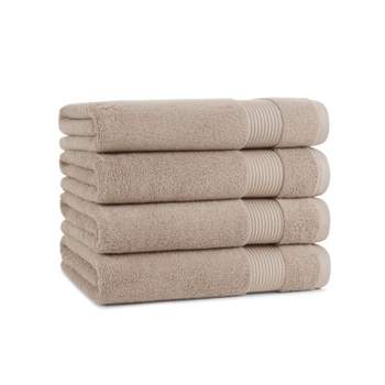 Host & Home Cotton Luxury Bath Towels (4 Pack), 27x54, Quick-Drying, Dobby Border