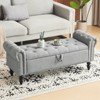 Furniliving 51” Button-Tufted Large Upholstered Bench Ottoman Linen with Storage, for Bedroom/Entryway/Living Room - 2 of 4
