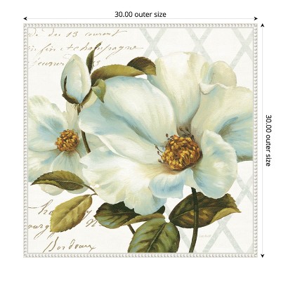 Amanti Art White Floral Bliss II by Lisa Audit Canvas Wall Art Print Framed 30 x 30
