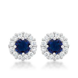 ShineHigh Bella Bridal Earrings – Classic Round-Cut CZ Studs in Clear, Pink, Peridot, Blue, and Purple – Halo-Set Wedding & Anniversary Earrings - 1 of 1