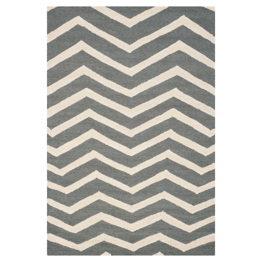 4'x6' Wilshire Area Rug Dark Gray/Ivory - Safavieh