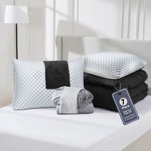 Nestl Comforter Set, 9 Piece Pinch Pleated Bedding Set, Bed in a Bag, All season Bed Set with Cooling Pillows - 1 of 4