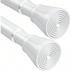 2 Pack White Tension Curtain Rod 28 to 48 Inch Pressure Spring No Drilling Bathroom Shower Closet Kitchen Use - 1 of 4