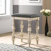 HOMES: Inside + Out Set of 2 Bringe Padded Fabric Counter Height Barstools Ivory/Dark Gray: Kitchen Stool, Footrest, Wood Frame - 2 of 4