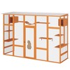DOMETOUR Wooden Cat Enclosure with 6 Jumping Platforms, 2 Cat Condos, Cat Bridge and Scratching Board - 2 of 4