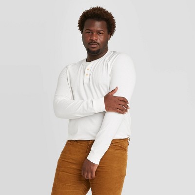 Men's Big & Tall Standard Fit Long Sleeve Henley Jersey T-Shirt - Goodfellow & Co™ White 5XL