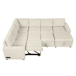 NicBex Modern 107.5" Pull Out Sofa Bed Corduroy Convertible Sleeper Sofa with Storage Chaise and USB Ports for Living Room - 1 of 4
