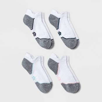 Women's Cushioned Cheetah Mesh Pattern 4pk No Show Double Tab Athletic Socks - All In Motion™ White 4-10
