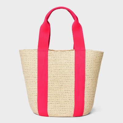 Straw Natural Tote Handbag A New Day Pink Target