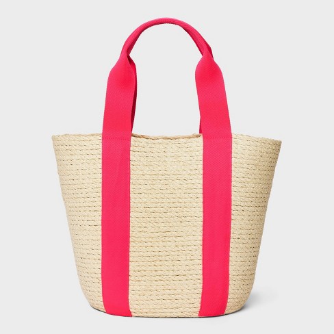 Straw Natural Tote Handbag - A New Day™ : Target