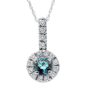 Pompeii3 1/2ct Blue Diamond Solitaire Pendant 14K White Gold - 1 of 3