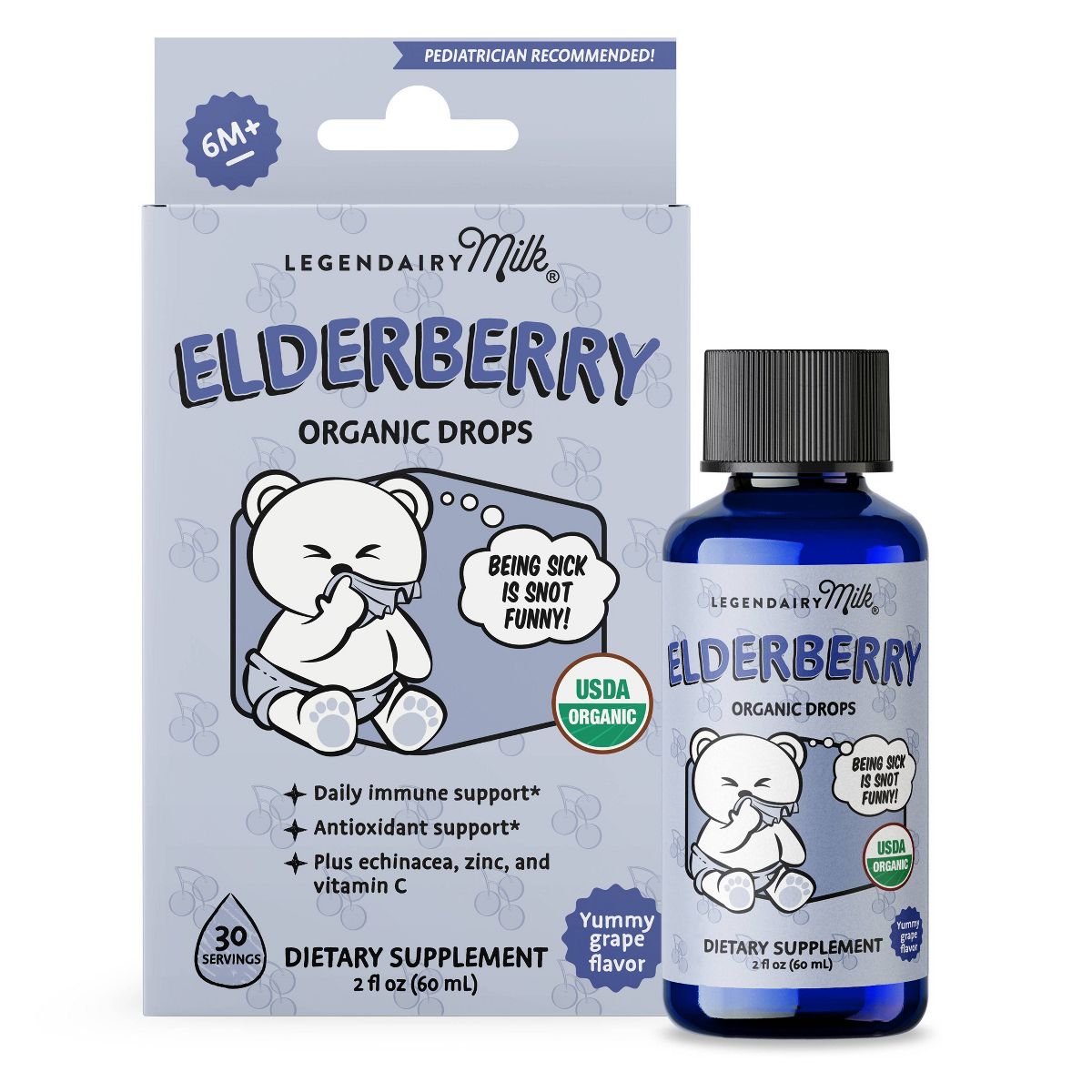 Legendairy Milk Organic Infant Elderberry Drops, Immune Support for Babies and Toddlers - 2 fl oz