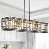 LNC Chispa 4-Lights 35.4" Modern Oversized Luxury Rectangle Crystal Chandelier, Black and Crytal - 2 of 4