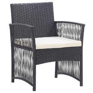 vidaXL 2-Piece Patio Armchair Set with Cushions - Elegant Black Poly Rattan Outdoor Seating with Comfortable Padded Seats and Lightweight Design - 1 of 4