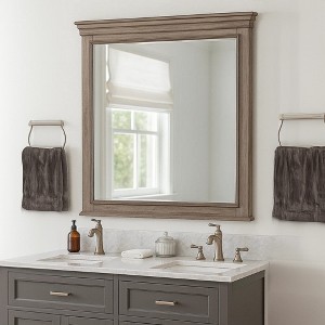 Royal Hampton Dresser Mirror, Beveled Glass, Weathered Gray Solid Wood, 38x42 - 1 of 4