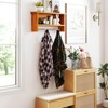 Costway 2-Tier Solid Teak Wood Bathroom Shelf with Towel Bar Stainless Steel Hanging Rod - 2 of 4