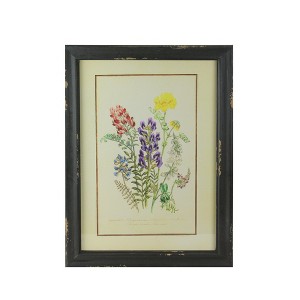 Raz Imports 16" Black and Butter Yellow Persea Distressed Wood Framed Print Wall Art - 1 of 3