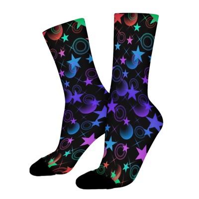 Stars Women Printed Crew Socks Funny Funky Socks Soft Polyester Novelty Gifts for Artists Men