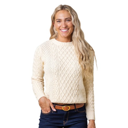 Hope & Henry Women's Cable Knit Fisherman Sweater, Large : Target
