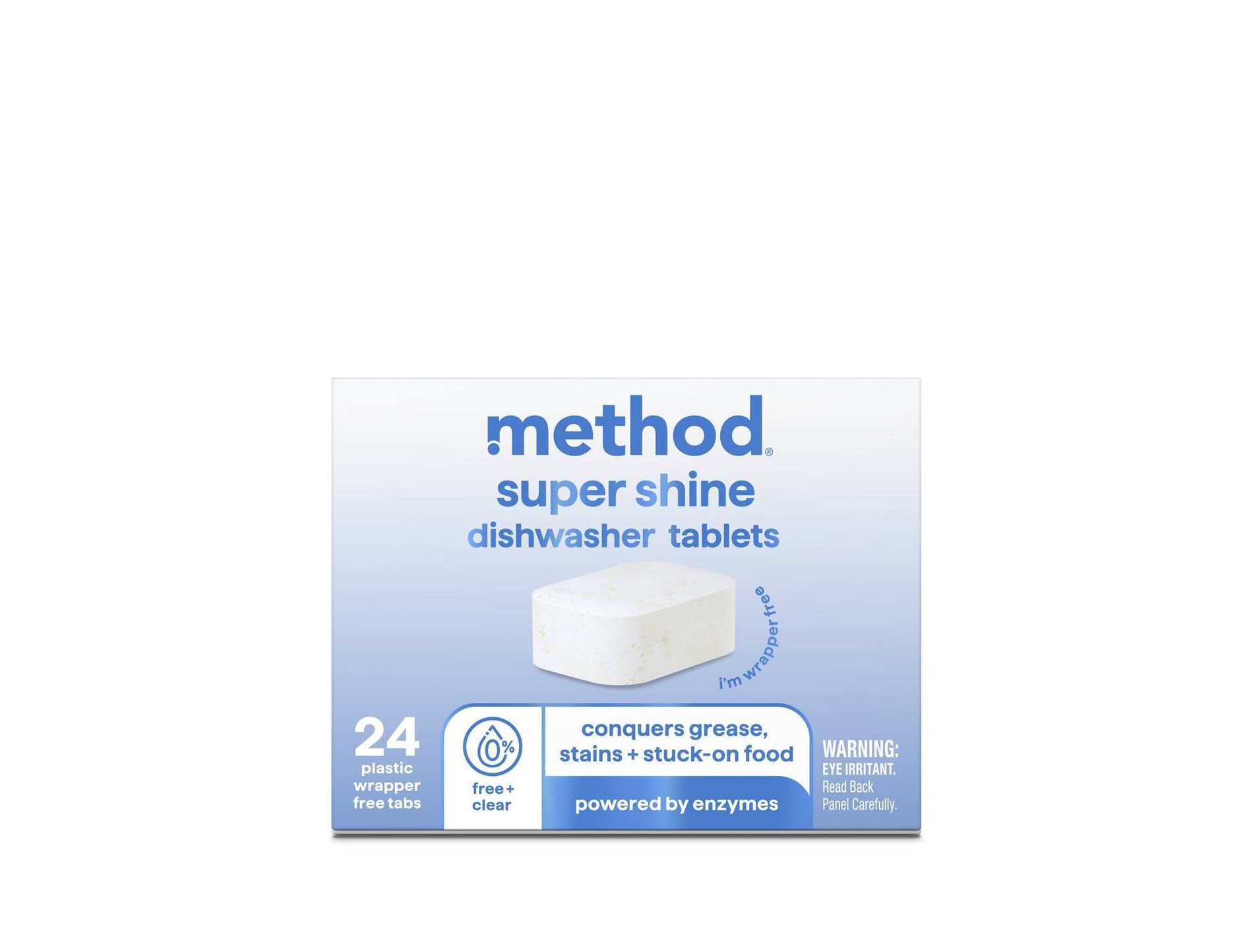 Method Super Shine Dishwasher Tablets Powered By Enzymes Free + Clear - 24pk: Box, Multi-Surface, Solid