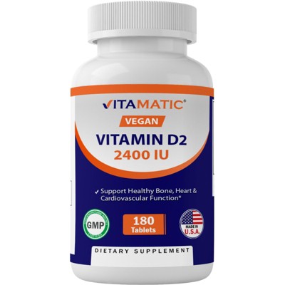 Vitamin D2 60 mcg 2400 IU - 180 Vegetarian Tablets