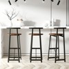 FONTOI 3PCS Counter Stools with Back&Footrests, Armless Counter Height Bar Stools for Living Room Kitchen, Black&Brown, 13.78"*34.25"*15.55" - 4 of 4