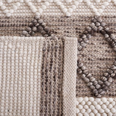 Ivory and Gray Handwoven Wool Square Area Rug