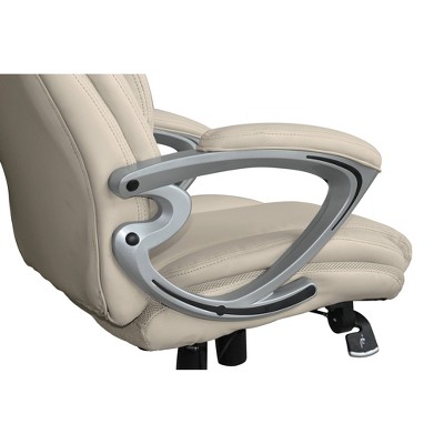 Ergonomic Cream Bonded Leather Executive Office Chair with AIR Lumbar Support