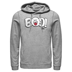 Men's Nintendo Mario Boo! Bubble Text Pull Over Hoodie - 1 of 4