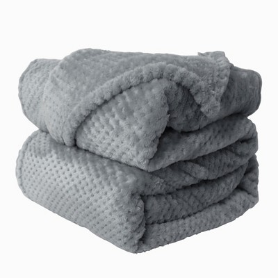 1 Pc Full Polyester Plush Flannel Bed Blankets Gray - PiccoCasa