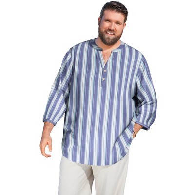KingSize Gauze Mandarin Collar 3/4 Sleeve Shirt