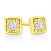 10K Yellow Gold Plated Silver 1/10 Cttw Diamond Stud Earrings - 2 of 4