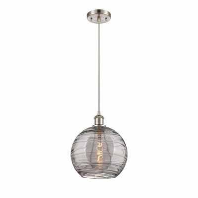 Athens Deco Swirl - 1 Light Cord Hung Mini Pendant In Industrial Style-13 Inches Tall and 10 Inches Wide