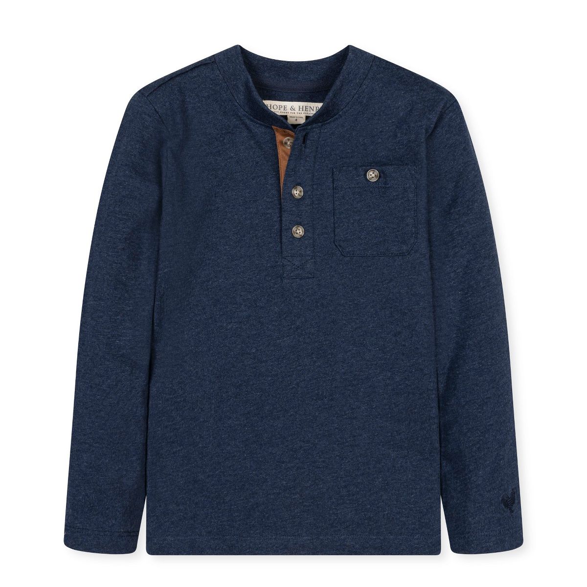 Hope & Henry Organic Long Sleeve Henley Pocket Tee, Kids - thumbnail 4
