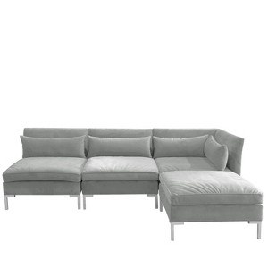 4pc Alexis Sectional with Silver Metal Y Legs Gray Velvet - Cloth & Co.