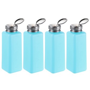 Unique Bargains Plastic Acetone Cleanser Nail Polish Remover Push Down Alcohol Dispenser Bottles 4 Pcs 500ML(17oz) Blue - 1 of 4
